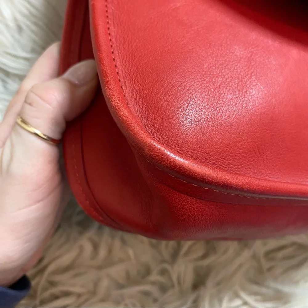 Authentic Vintage Coach Red Lindsay Crossbody
